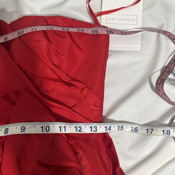 NEW MAC DUGGAL [ 2 ] 11992 ONE SHOULDER Embellished Rosette‎ Ball Gown in Red - Picture 5 of 16